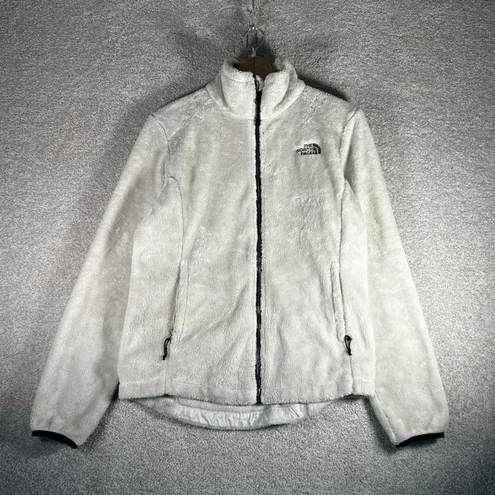 Women's The North Face white fur fleece zip up outdoors jacket Size S